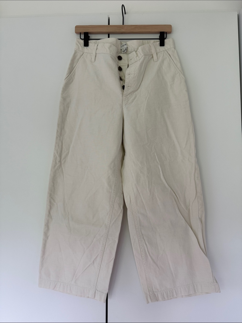 J. Crew Cream Wide-Leg Cropped Pants